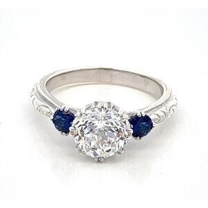 TACORI Sterling Silver .925 Solitare Cubic Zirconia CZ Blue Sapphire 10.25 Size